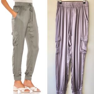 Young Fabulous & Broke | NWT Purple Satin Jamie Cargo Joggers